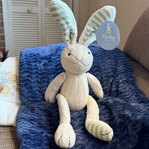 Pottery Barn Kids Cream and Green Stuffed Bunny